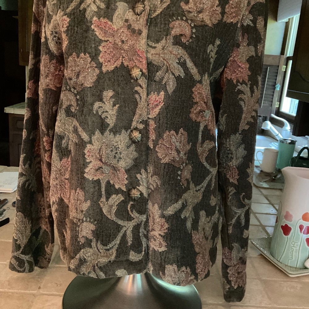 Carol Anderson green floral jacket.  Size L